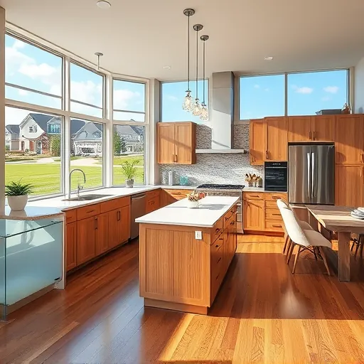 Remodeled Fort Worth kitchen with quartz countertops stainless steel appliances custom wood cabinets pendant lighting tiled backsplash hardwood floors open-concept living