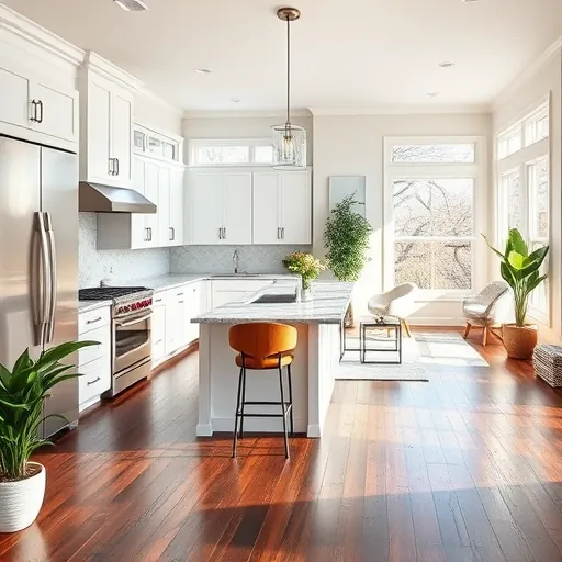 Home remodeling in Azle TX showcasing a modern kitchen with white cabinetry and elegant stainless steel appliances.