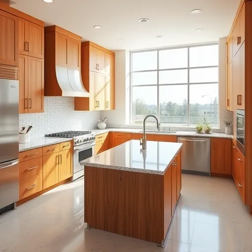 Renovated Aledo Texas kitchen with modern wood cabinets stainless steel appliances granite islands natural light