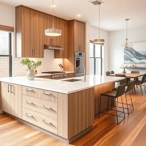 Recently remodeled Forest Hill TX modern kitchen with sleek cabinetry, quartz countertops, stainless appliances, hardwood floors, and natural light