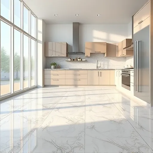 Freshly installed white and gray ceramic herringbone backsplash in a modern kitchen with polished granite countertops and stainless steel appliances