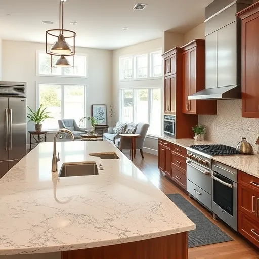 Remodeled Burleson Texas kitchen with granite countertops, stainless steel appliances, custom wood cabinets, stylish backsplash, and natural light.