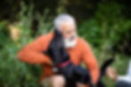 Man with loyal dog