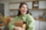 Woman winning a gift on veterinary social media.