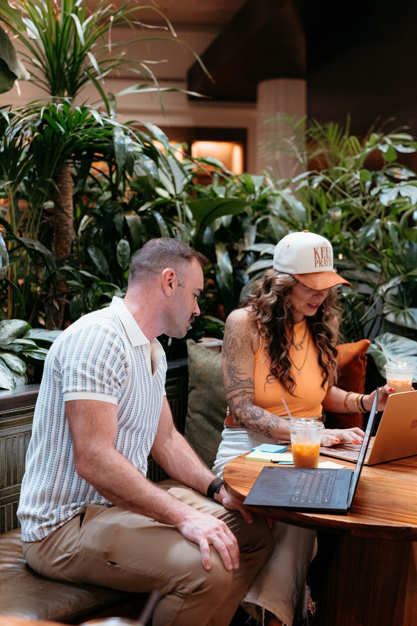 Working at a laptop