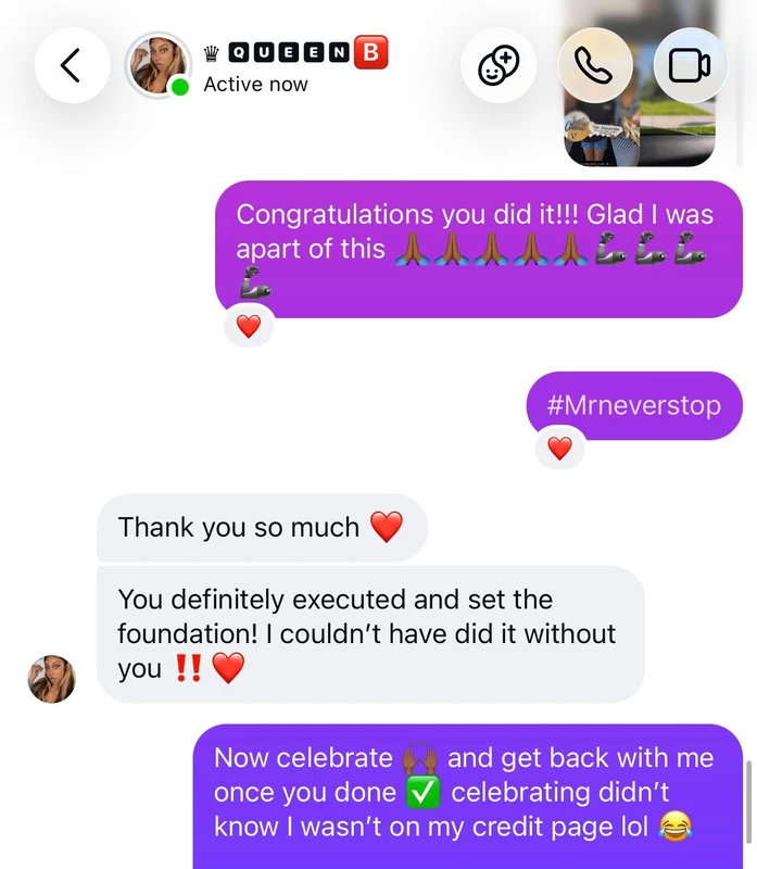 Client result shared with Mr Never Stop