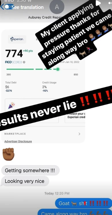 Client result shared with Mr Never Stop