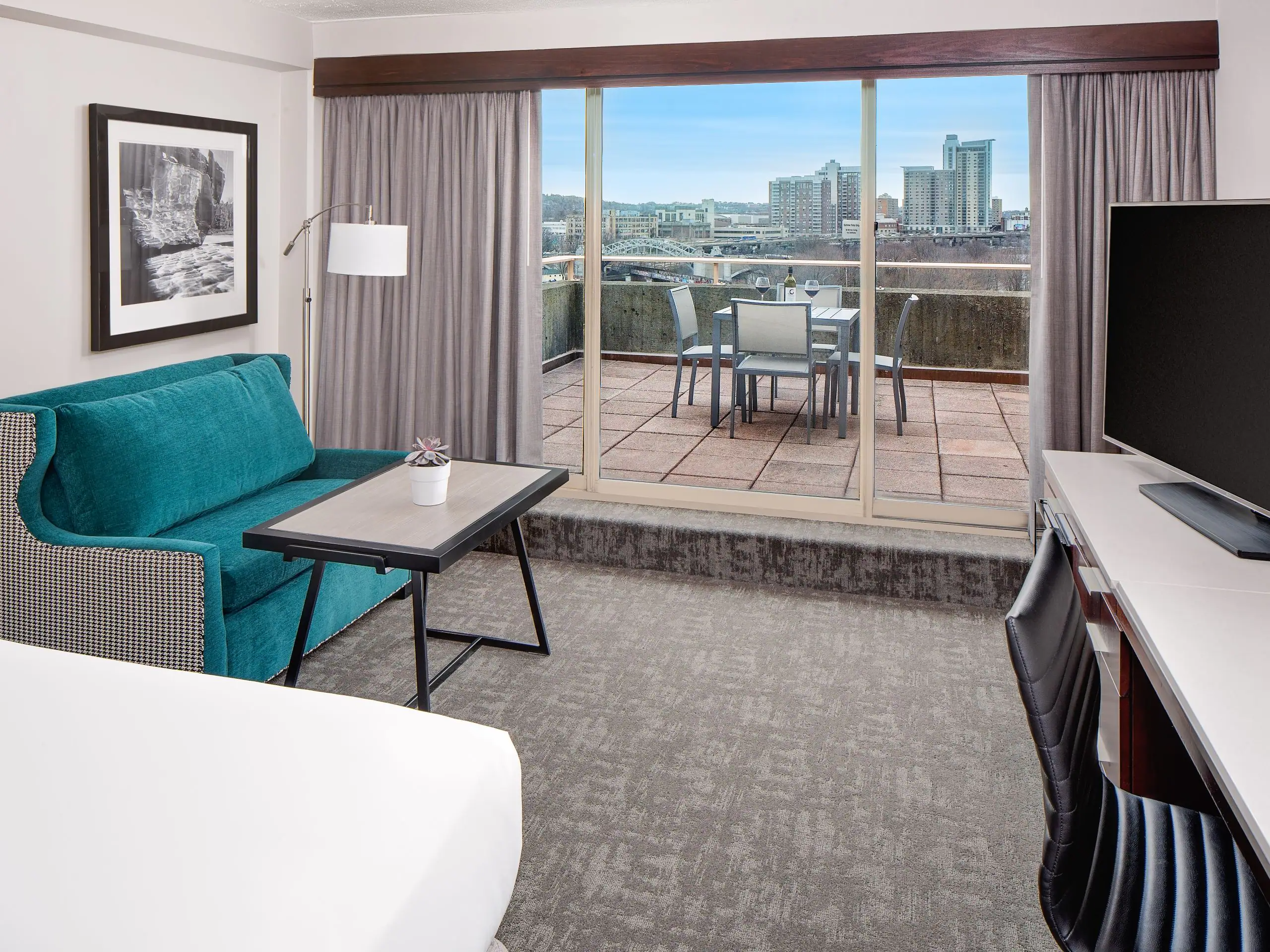 Guest room with skyline view