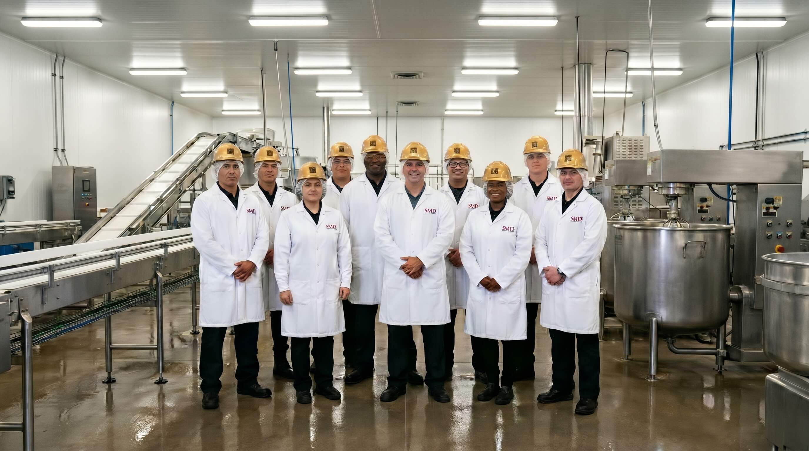 Elite Professional Contract Services team in compliant PPE at a food processing facility