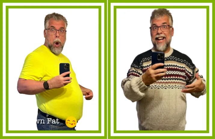 Before and after photos of Lee Harrington
