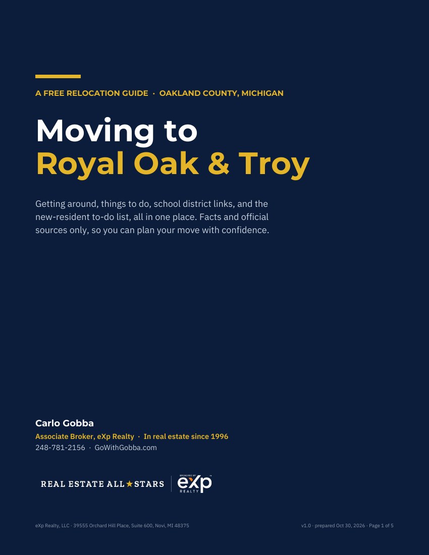 Moving to Royal Oak and Troy guide cover