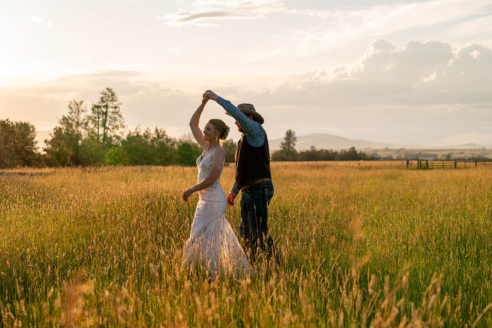 Horse-drawn wedding carriage at Live Oak Belgians in St. Ignatius, Montana