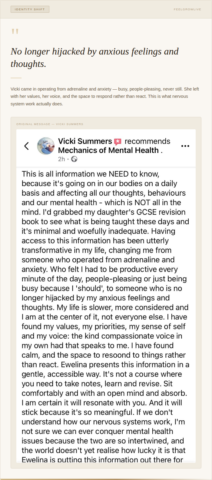 Vicki Summers testimonial