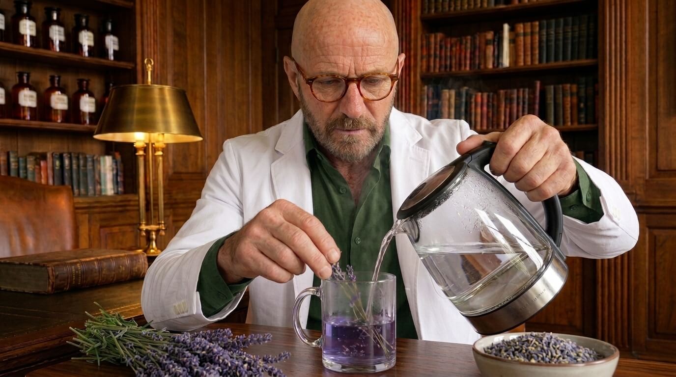 Dr. Rey Crossfield preparing lavender remedy