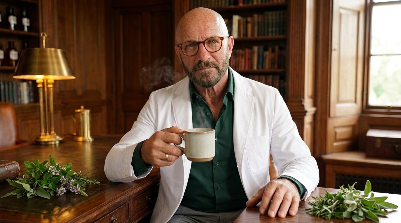 Dr. Rey Crossfield with herbal tea