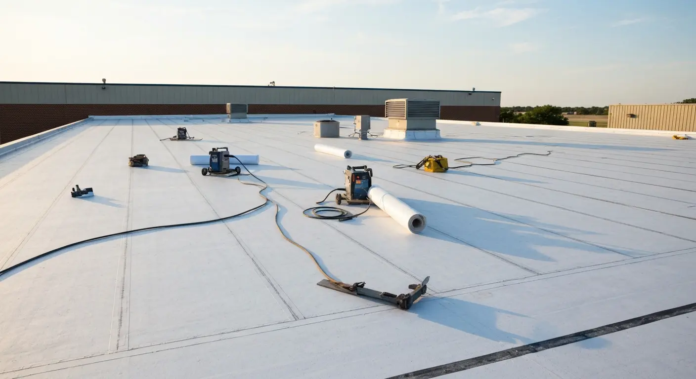 Commercial flat roofing project