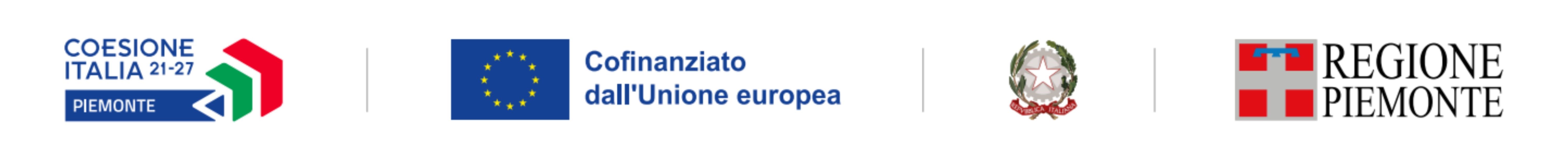 Loghi Coesione Italia 2021-2027, Unione europea, Repubblica Italiana e Regione Piemonte