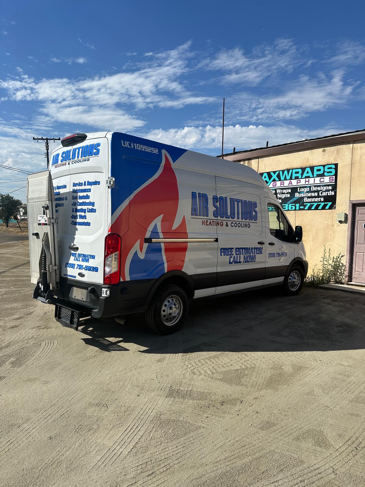 Air Solutions Heating and Cooling service van in Porterville