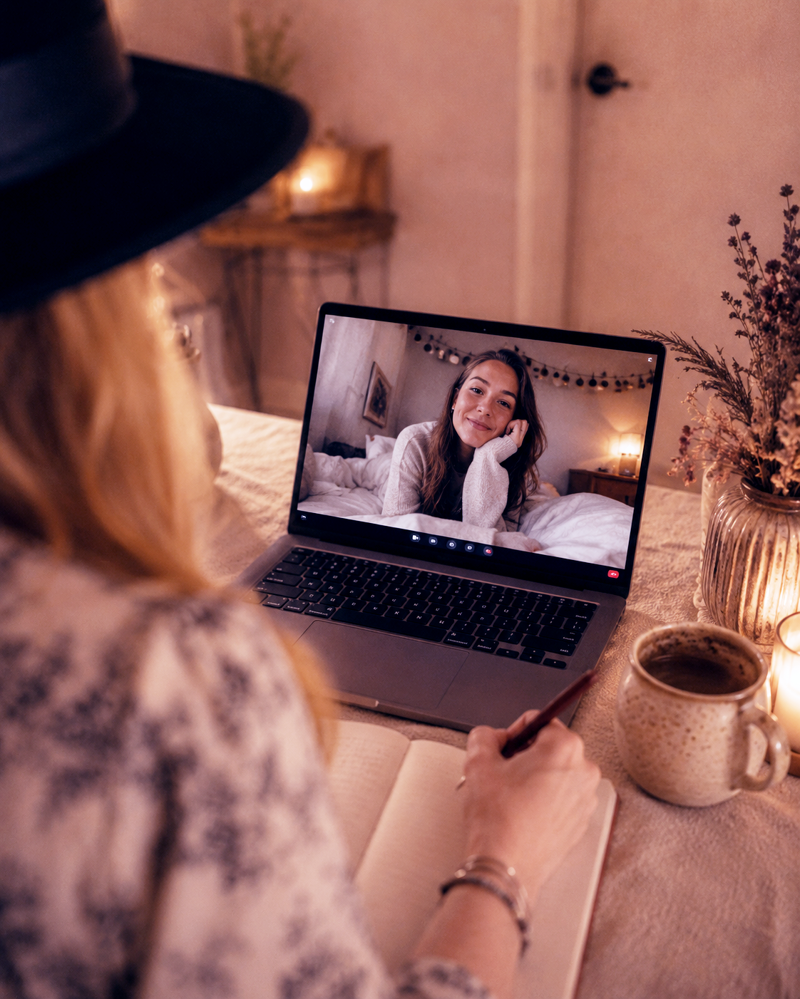A live reading with Tereson on Zoom, from a warm candlelit space