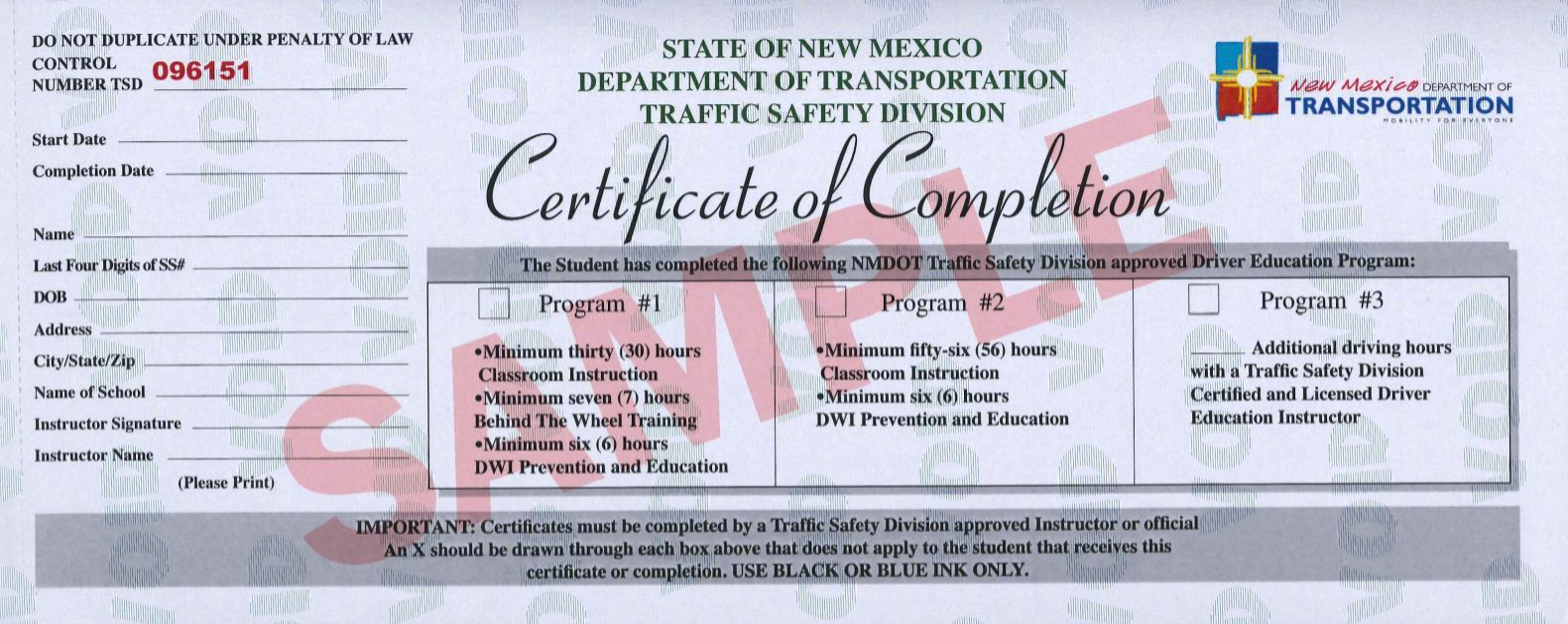 Zia Drive Academy Completion Certificate
