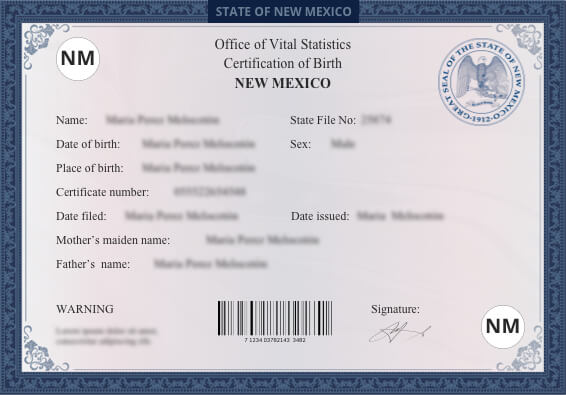 Certificate of birth