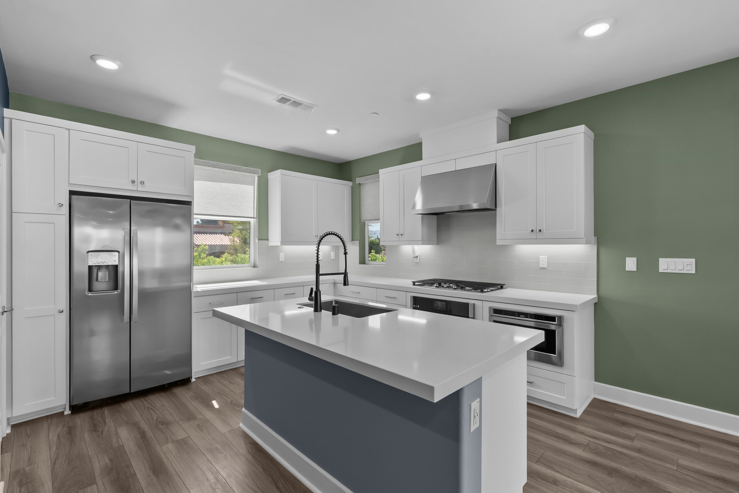 Kitchen with big quartz island