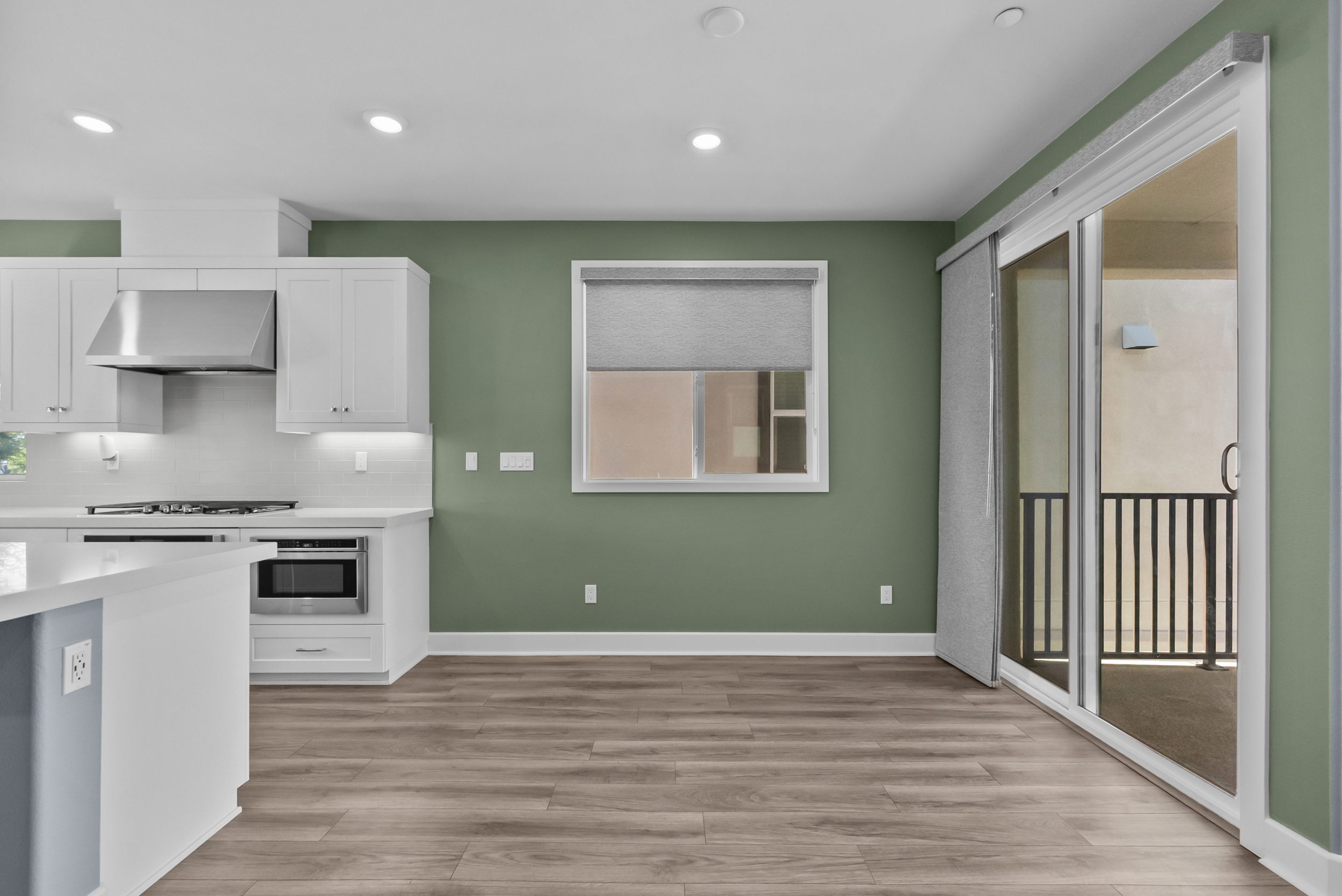 Dining area with slider to the covered deck