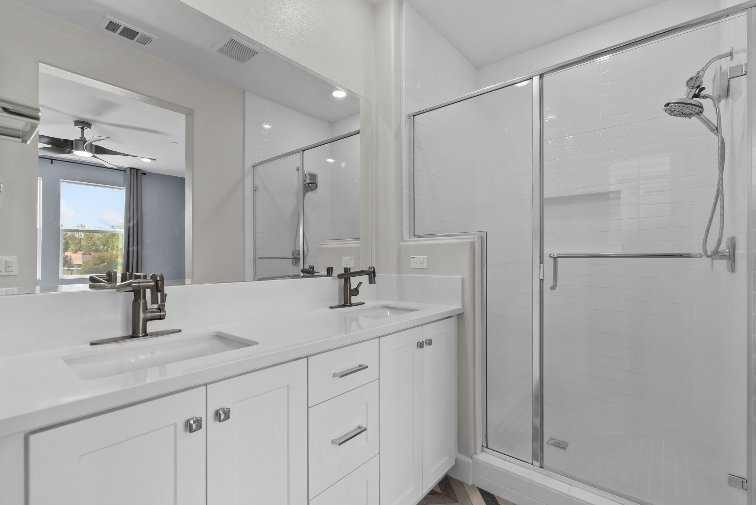 Walk-in tiled shower