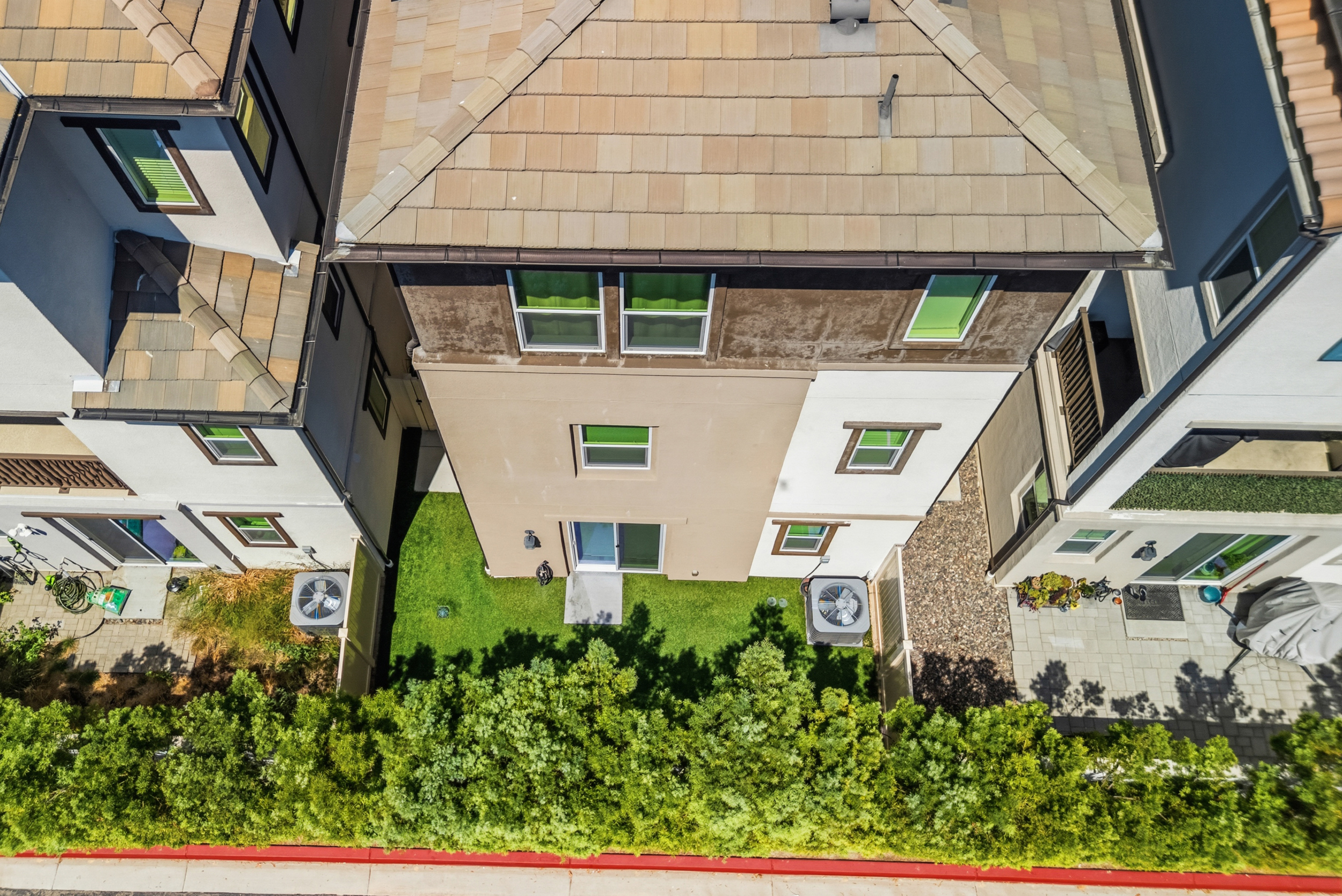 Aerial view of the backyard