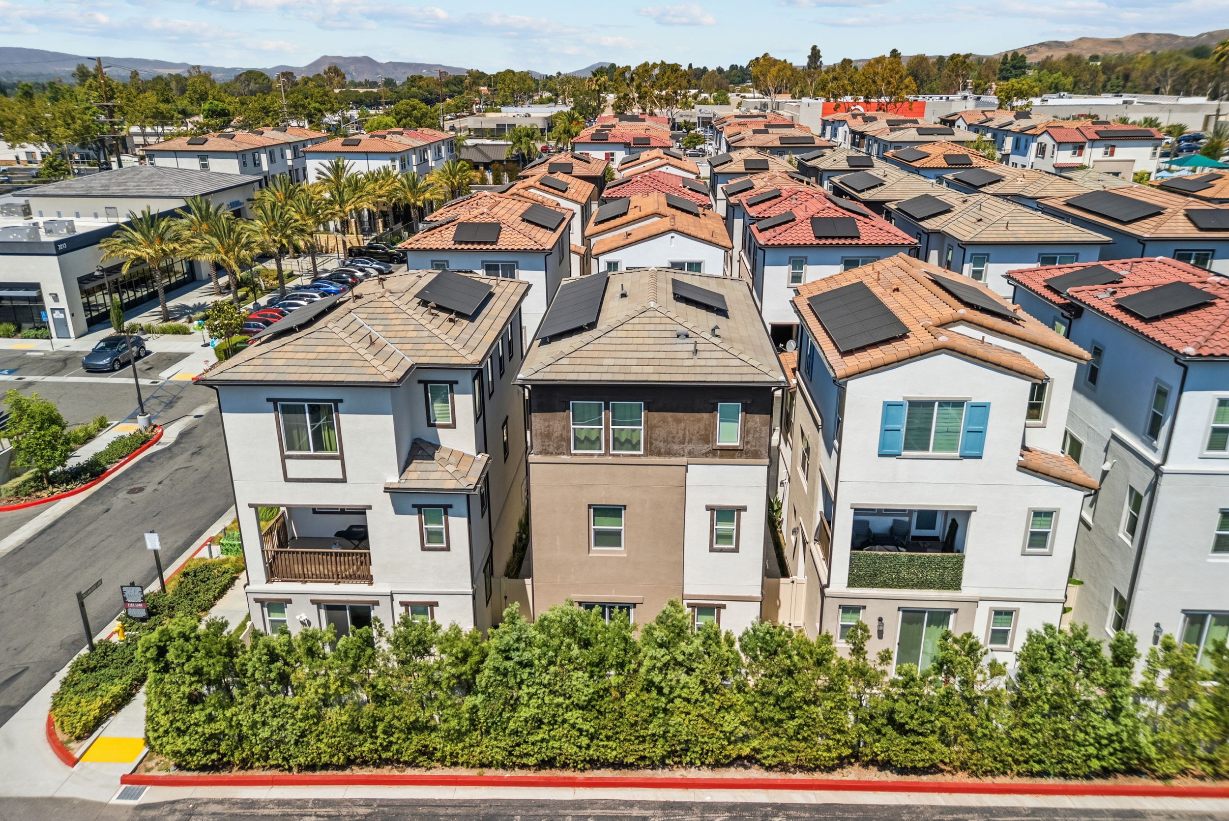 Aerial view of the neighborhood near the foothills