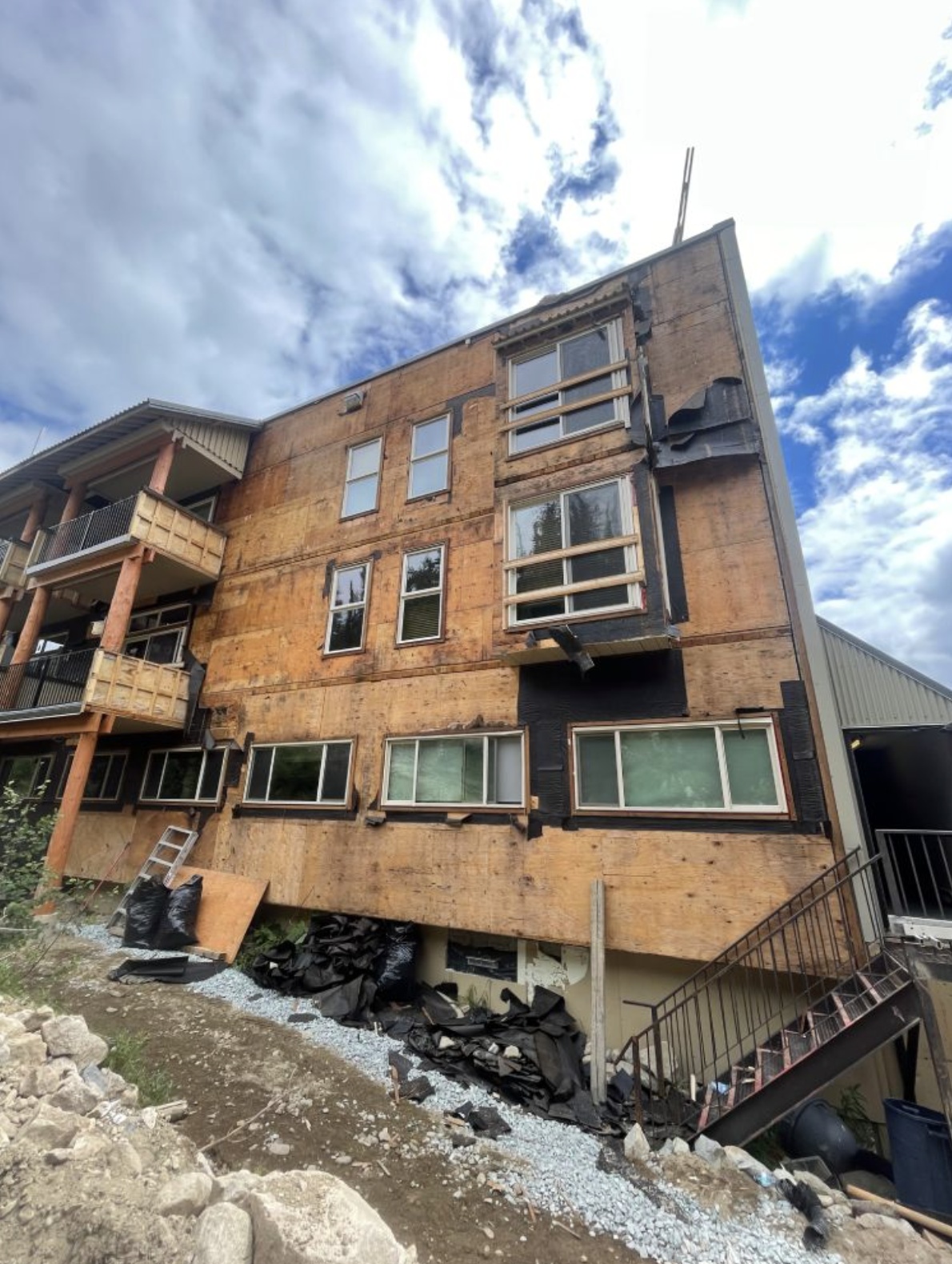 Moguls Hotel & Condos at Big White Ski Resort before siding installation