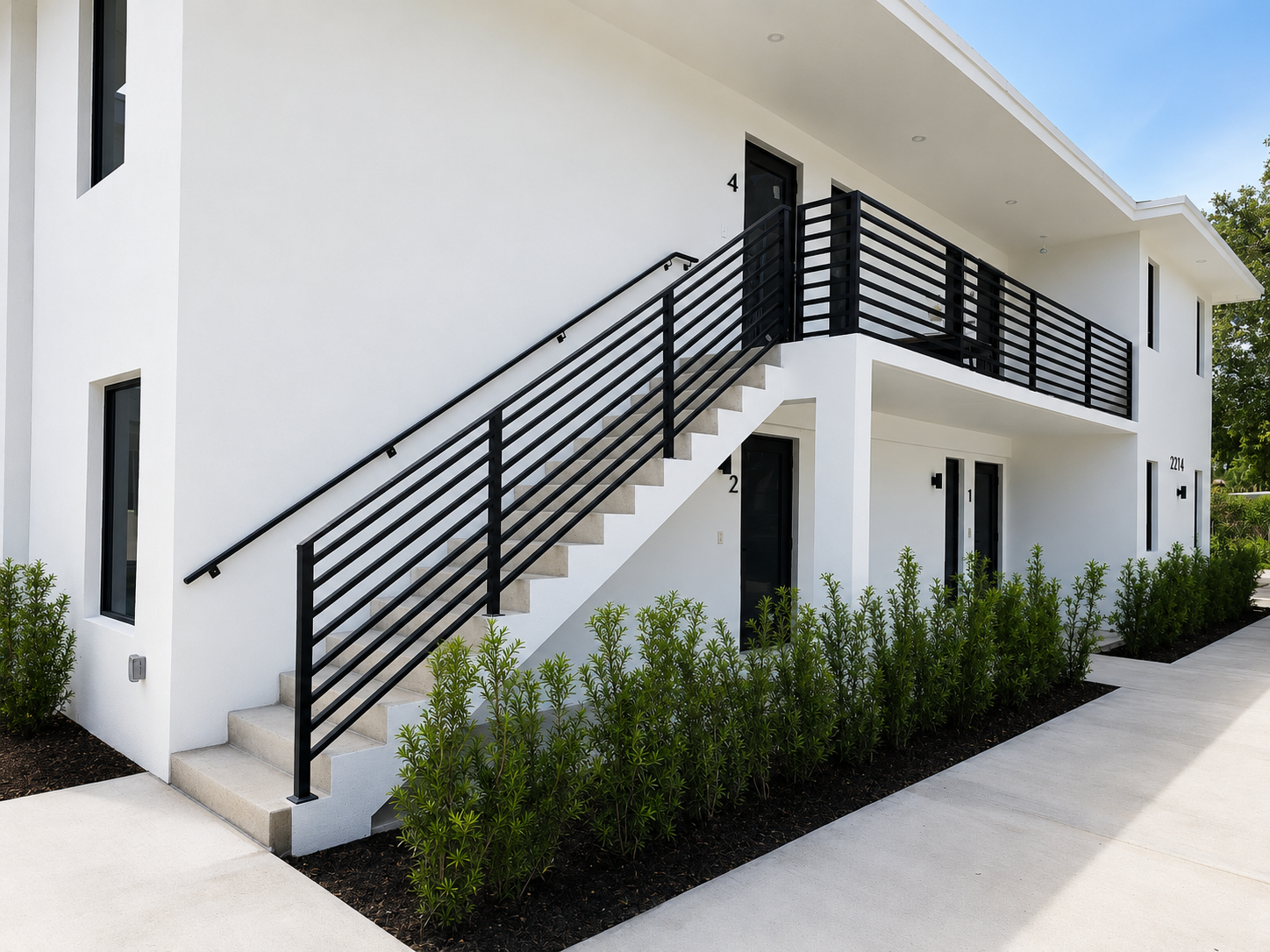 Custom aluminum railings installed on a South Florida property