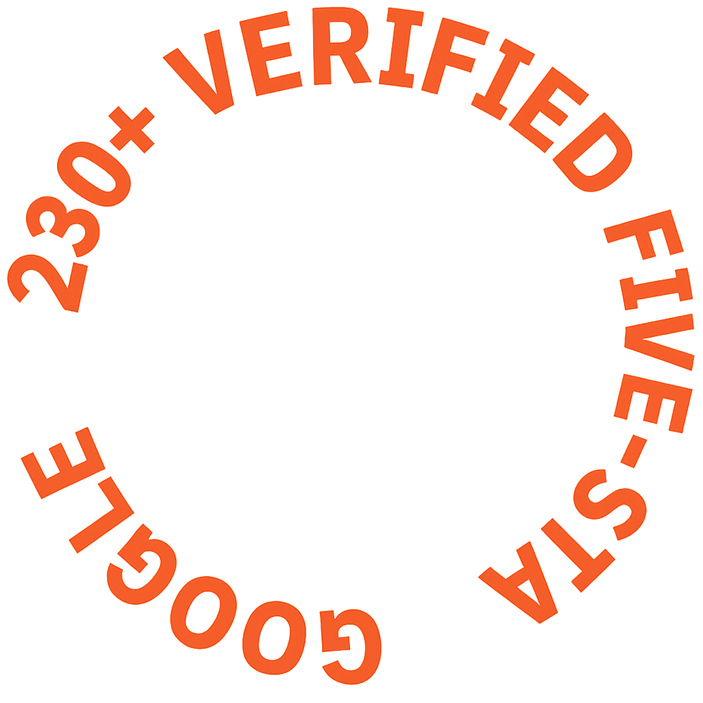 230+ verified five-star Google reviews badge