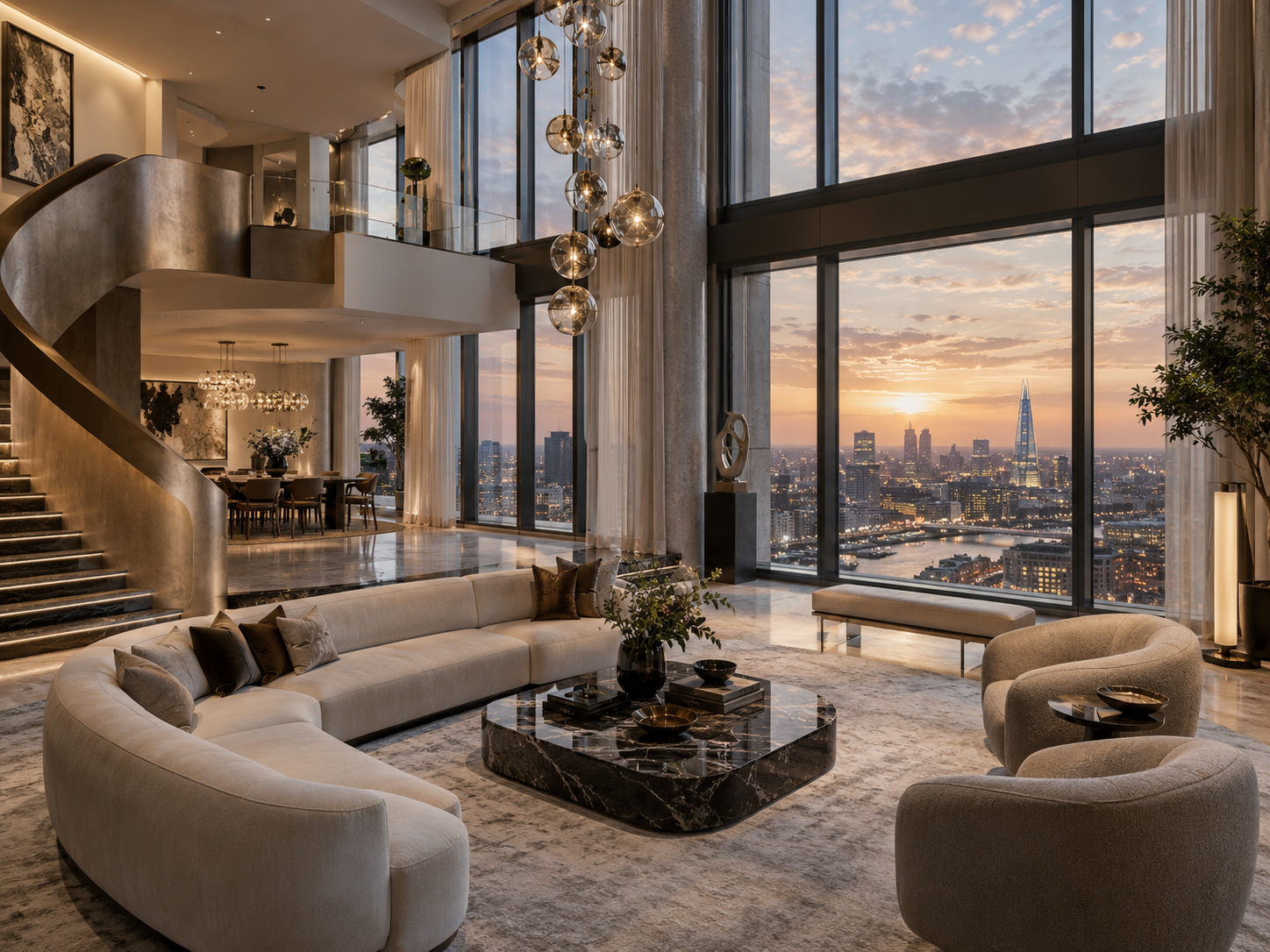 London skyline from a high floor residence