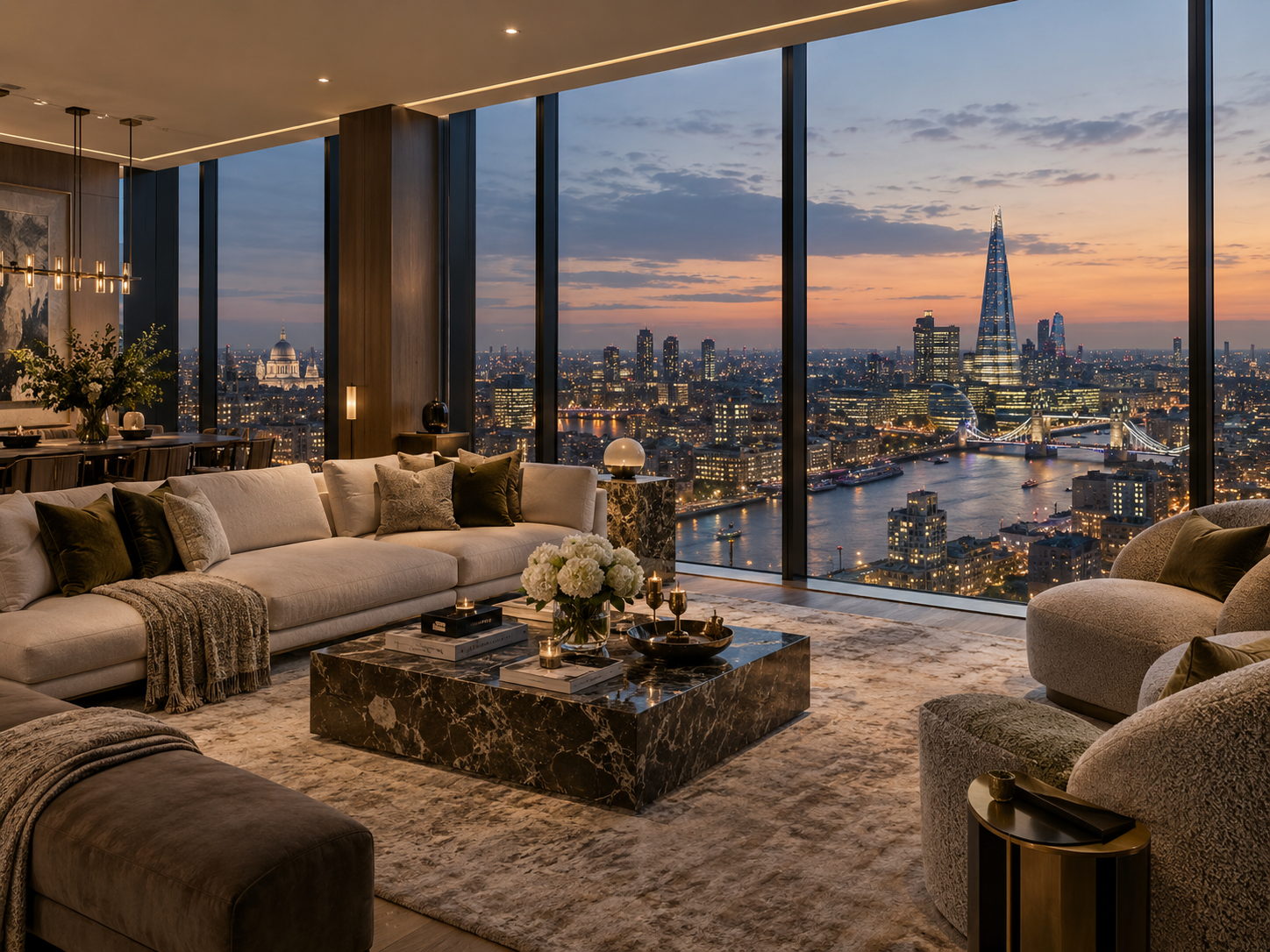 London skyline viewed from an elevated residence