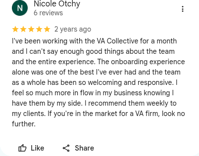 Five-star Google review from Nicole Otchy