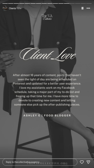 Instagram story: note from Ashley E, food blogger