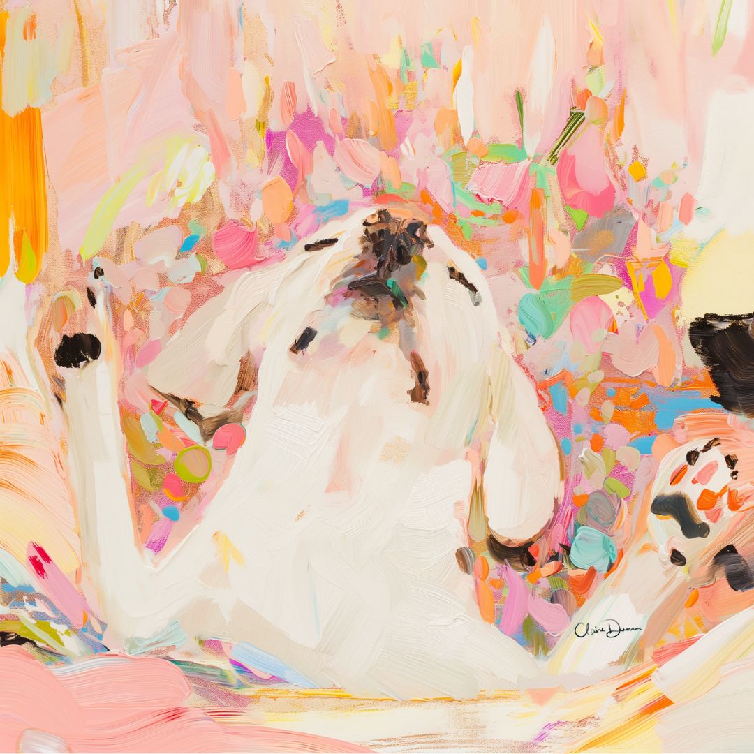 The Whimsy Luxe style: vibrant impasto textures and colourful statement pet portrait