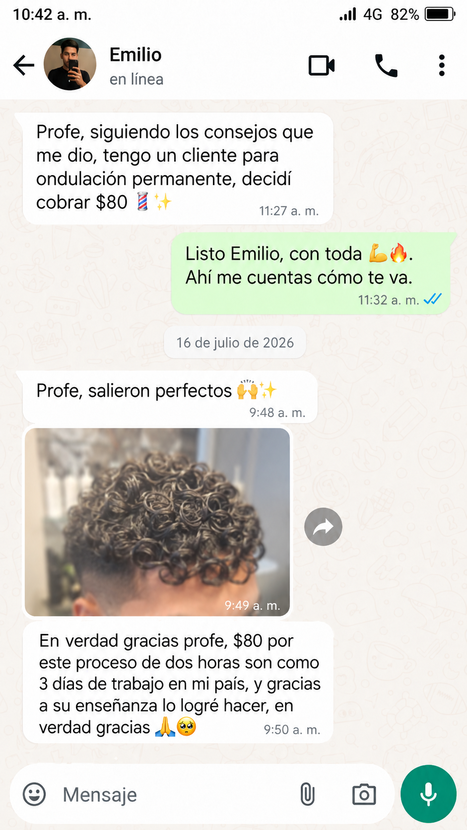 Captura testimonio de alumno BarberPro Online
