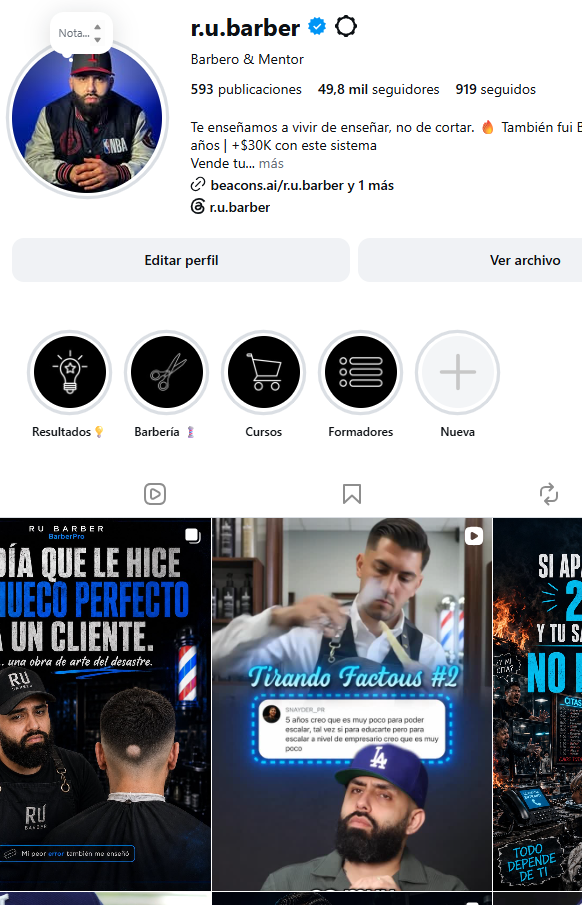 Perfil de Ruben Diaz en Instagram con 49.8 mil seguidores