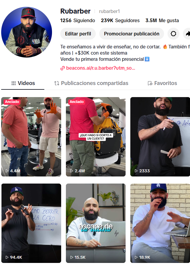 Perfil de Ruben Diaz en TikTok con 239 mil seguidores
