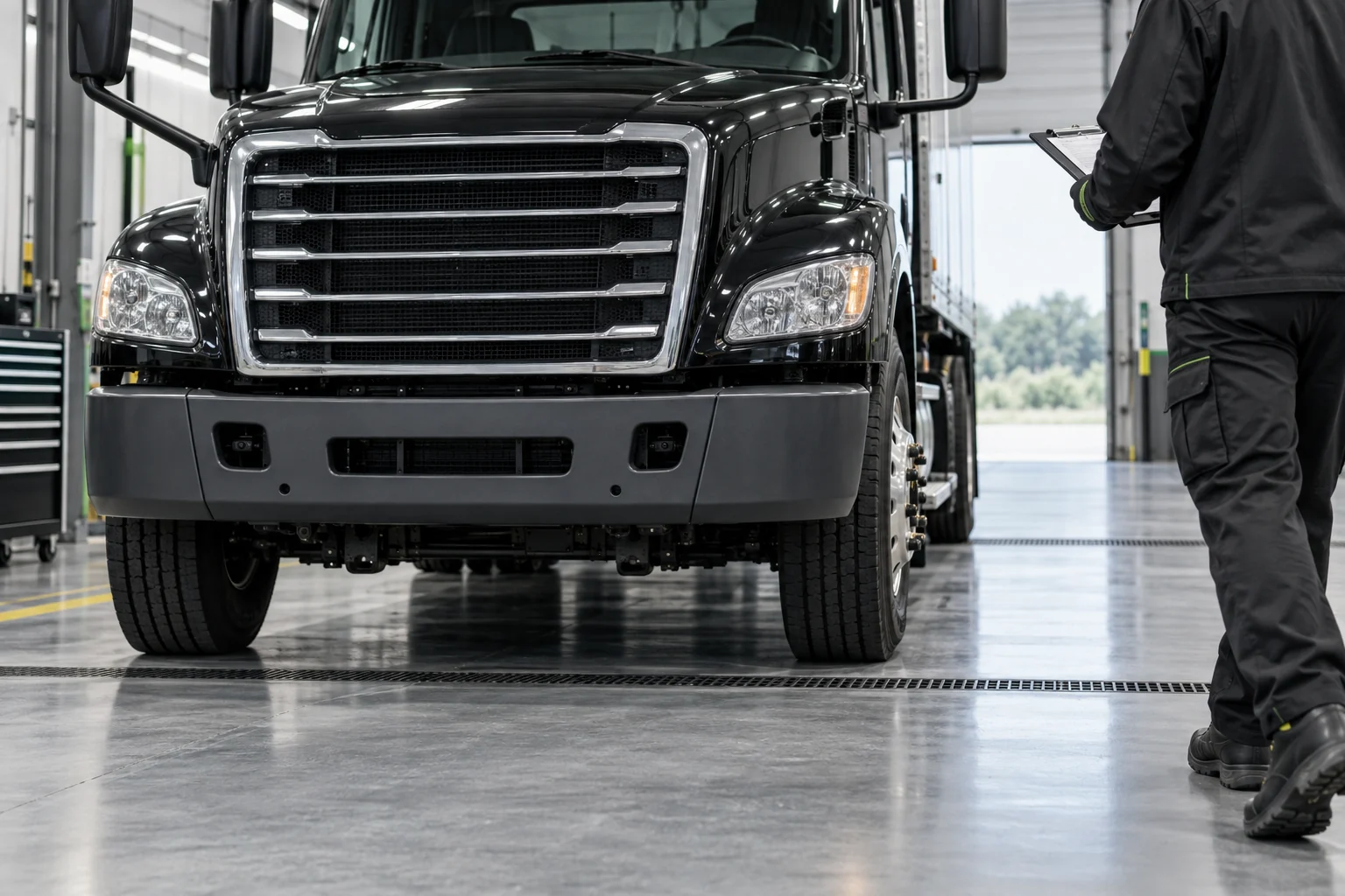 Commercial truck beginning a DOT inspection