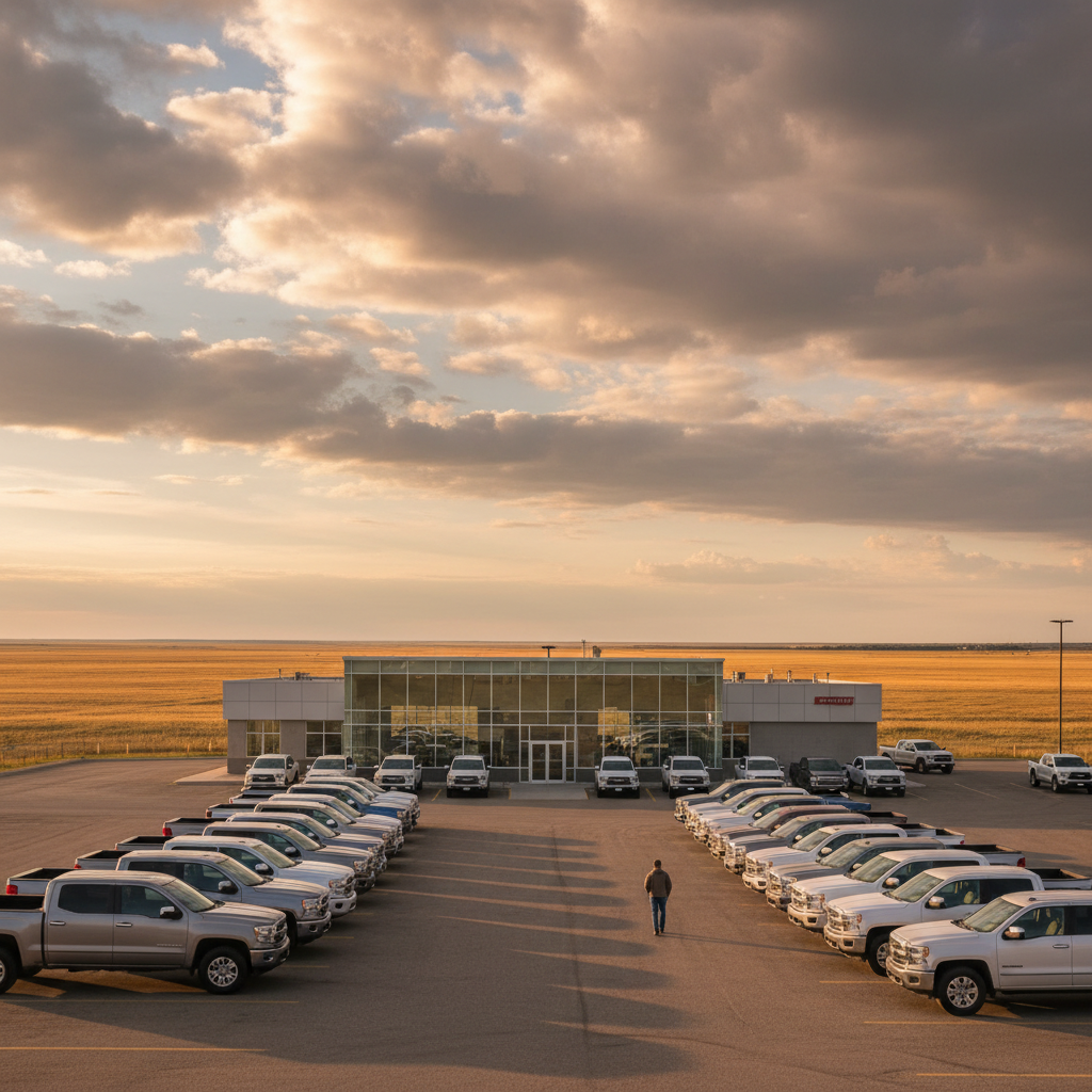 Car buyer reviewing financing options at a dealership in Saskatchewan