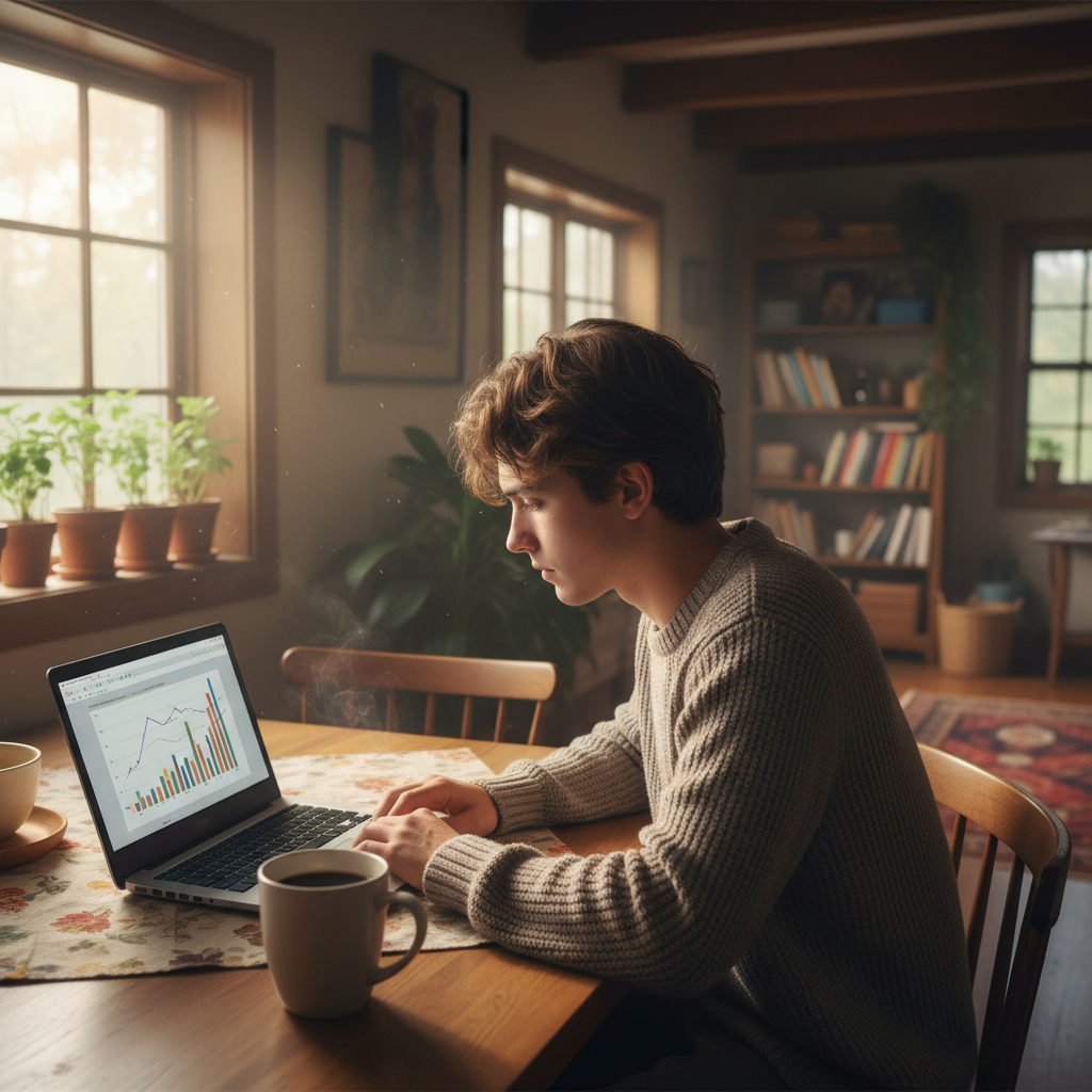 Person checking their credit report on a laptop at home before applying for a car loan in Canada
