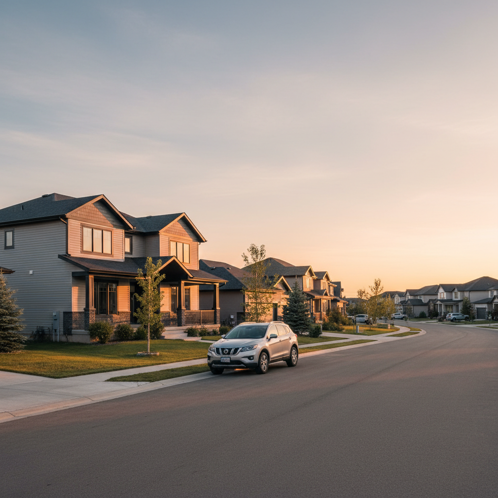 Silver SUV parked beside a suburban home in Spruce Grove Alberta