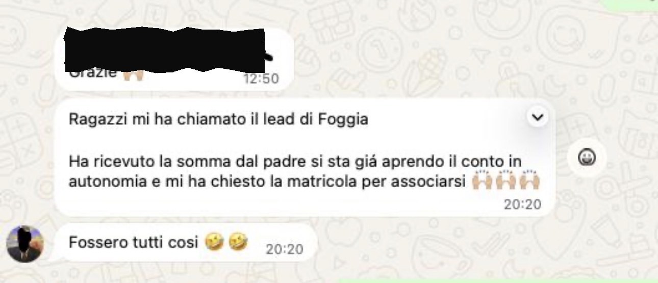 Il lead richiama e chiede la matricola