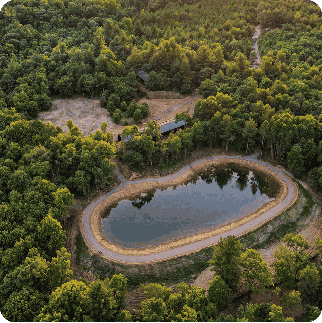 Aerial view of the entire property