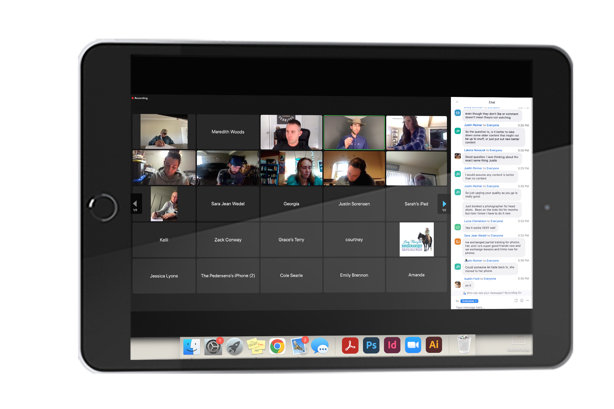 Live workshop with horse professionals on a video call
