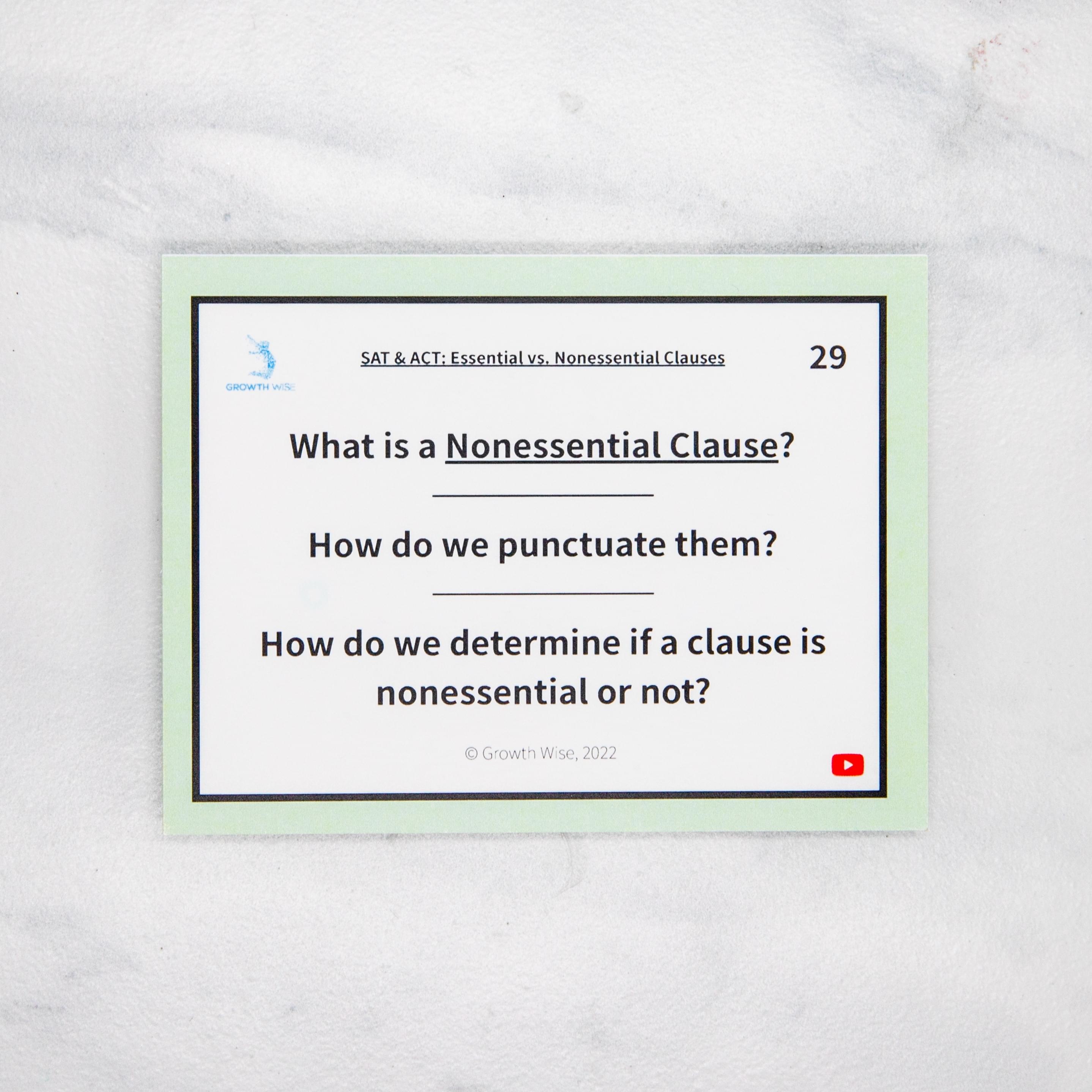 Everything inside the Growth Wise Grammar Flashcards box