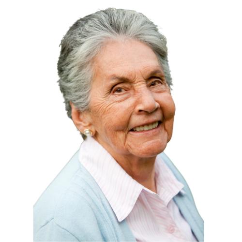 A patient wearing Economy dentures